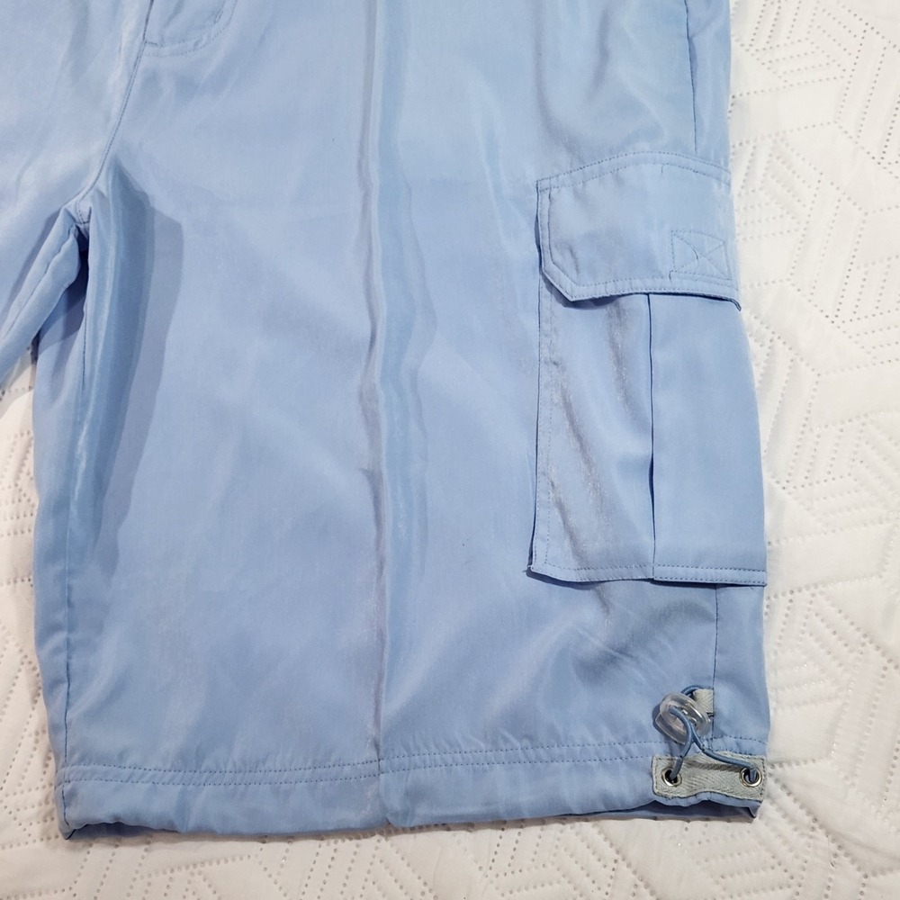 PJMark Shorts Cargo Mens Vintage Baggy Y2K Blue 5 Pocket Long Length relaxed L - Picture 15 of 15